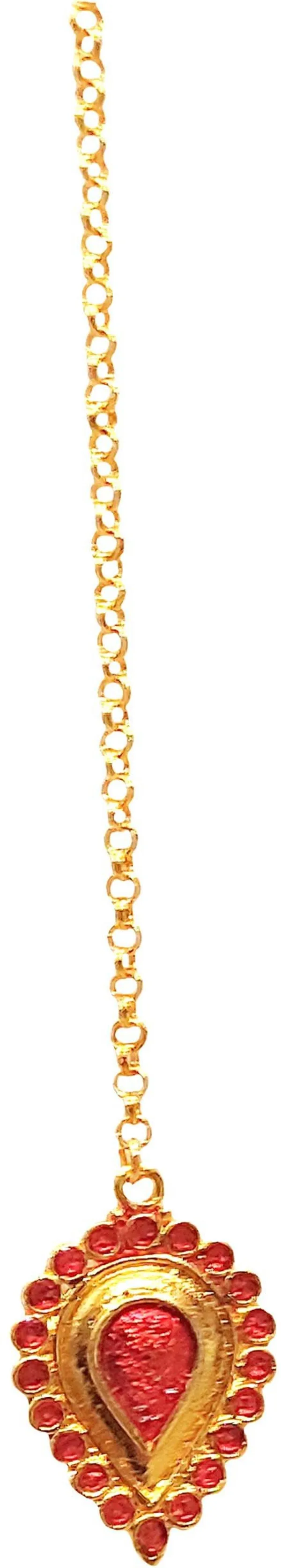 (Pack_Of_2)_Assamese_Traditional_Copper_Gold_Plated_Red_Colour_Maang_Tikka_For_Women